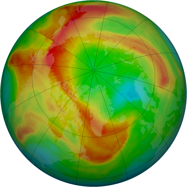 Arctic ozone map for 14 March 1990